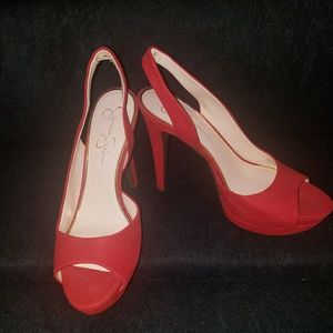 Red Sabella Slingback Platform Heels